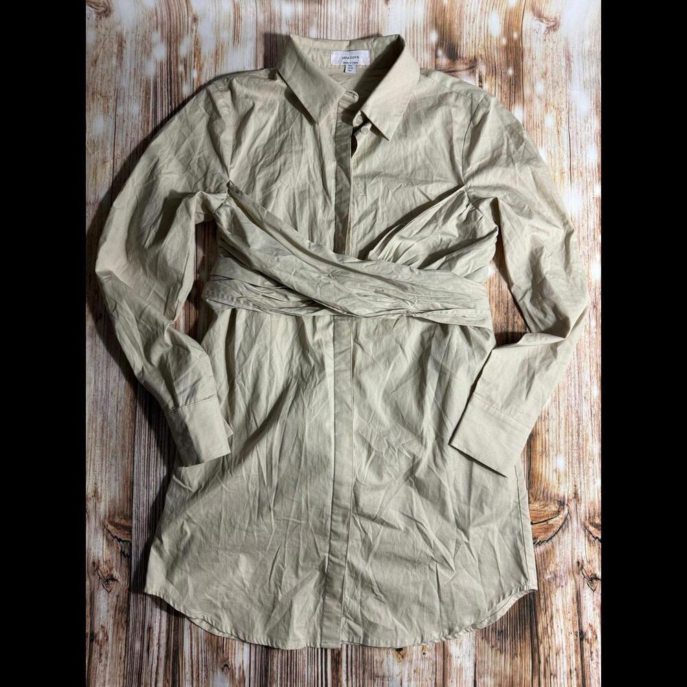 Aria Cove Collared Shirt Dress with Wrap Around in Cream Beige US Size 2